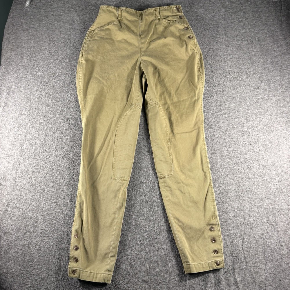 Vintage Ralph Lauren Breeches Womens 8 Green Pleated Horse Riding Tapered Leg
